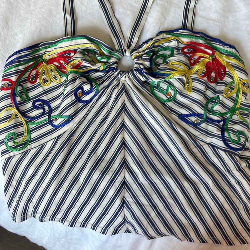 Anthropologie cropped striped summer top